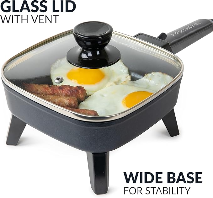 Sartén Eléctrica HomeCraft de 7 Pulgadas Antiadherente con Tapa de Vidrio miniatura 6