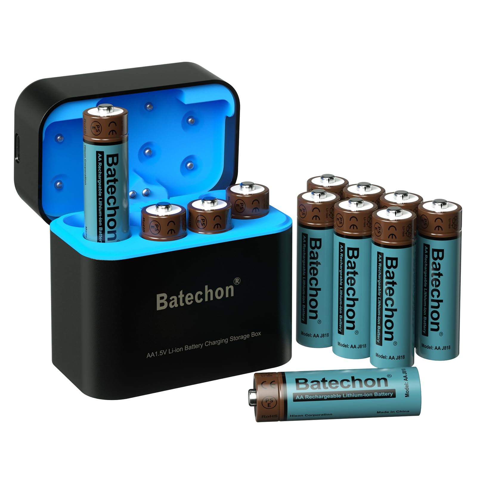 Rechargeable Lithium AA Batteries with Charger 12 Pack 1 5V 3700mWh Lithium AA Rechargeable Battery Long Lasting Double