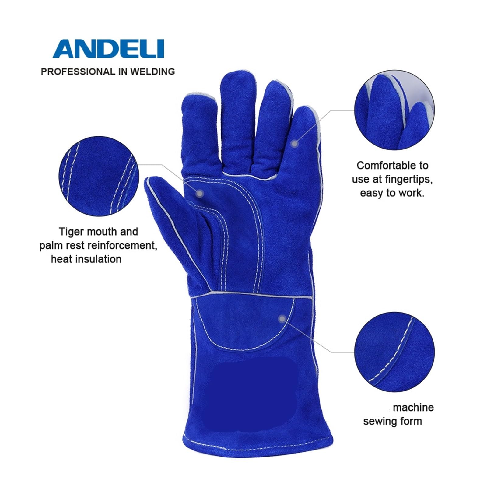 Guantes Soldador Guantes de soldadura, guantes protección seguridad for el trabajo, manga larga resistentes al calor, for soldar y barbacoa