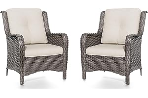 Joyside Outdoor Patio Wicker Rattan Chair Set of 2 with Cushions