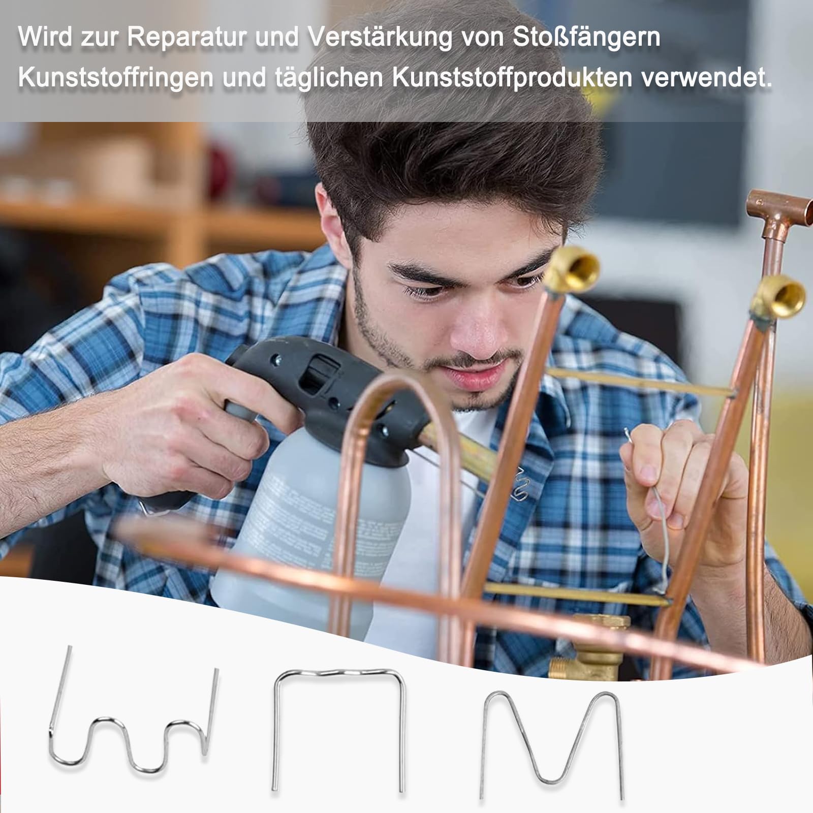 Punti Metallici per Saldatrice di Plastica,Punti Caldi in Acciaio Inox,1200 Pezzi Graffette Per Saldatura In Acciaio,0,6-0,8mm Pretagliato Graffette Per La Piparazione Di Plastiche Paraurti Auto