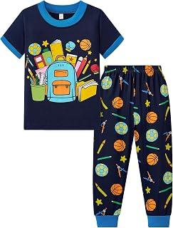 Popshion Boys Pajamas 100% Cotton Planet Pjs Toddler 2 Piece Sleepwear Kids Clothes Set Size 3t -10t