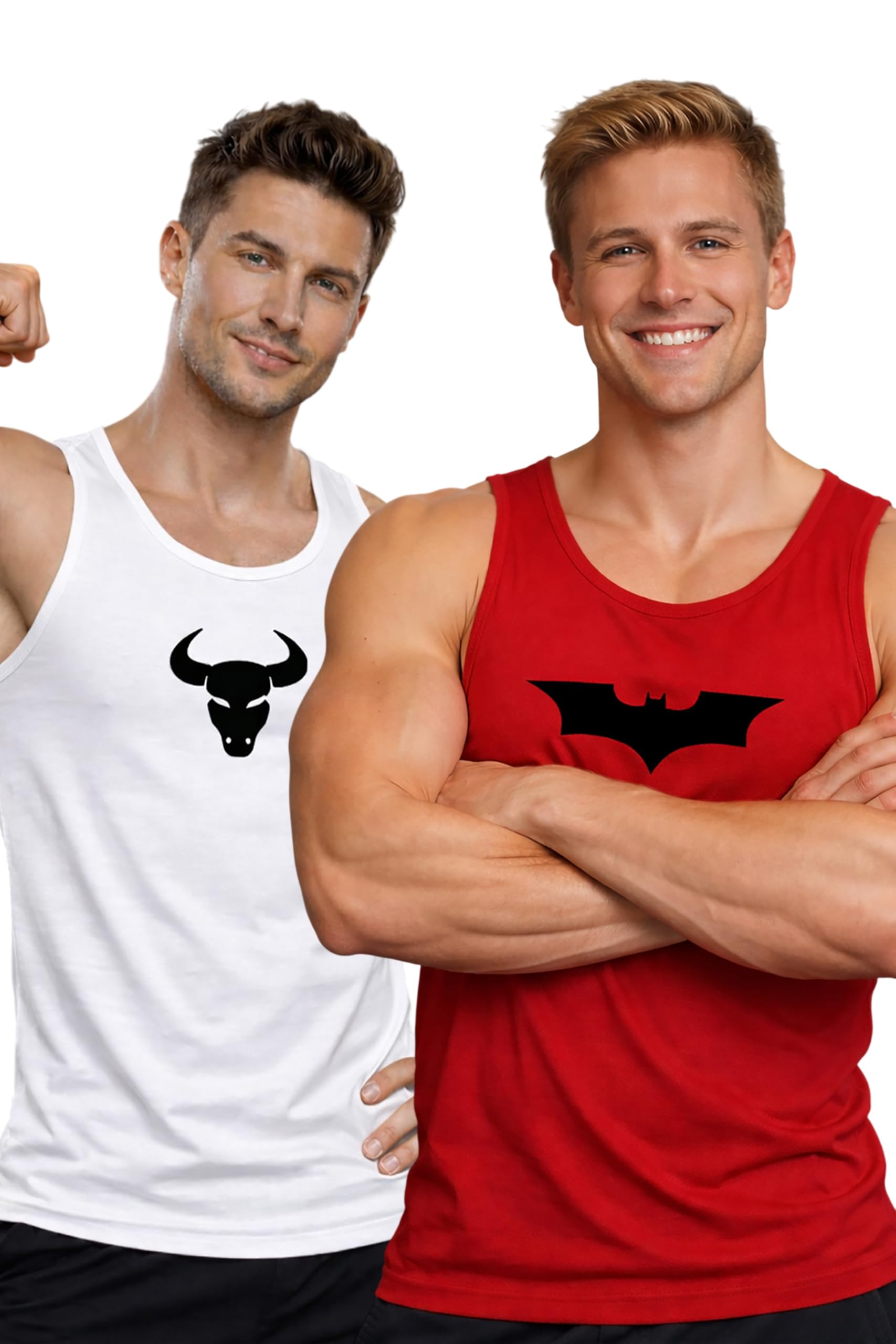 Polyester Letter Printed Vest for Men - Pack of 2 - Red & White | Round Neck | Sleeveless | Regular Fit | Summer & Gym Wear Tank Top for Men-image-27
