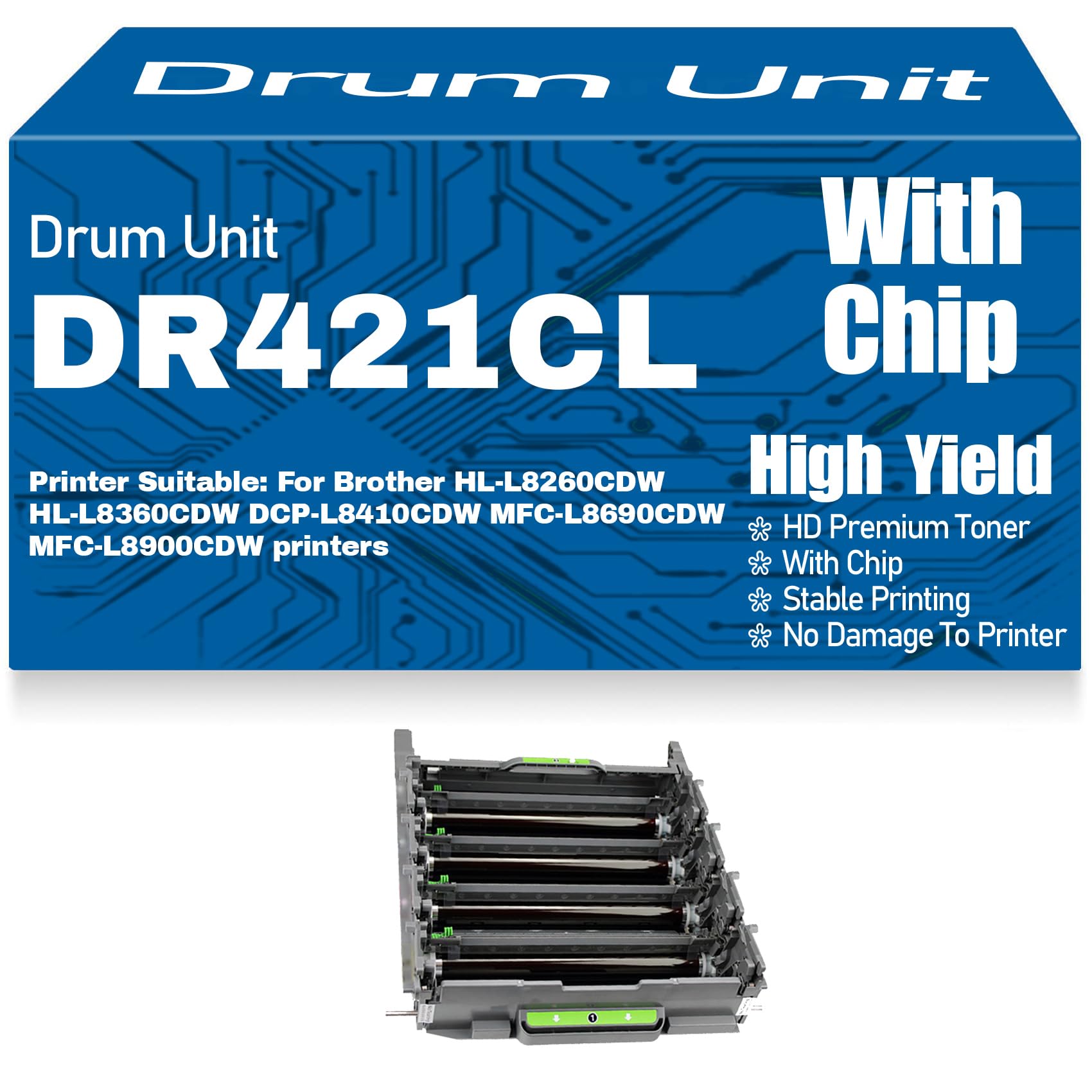 Unità tamburo compatibile DR421CL per Brother HL-L8260CDW HL-L8360CDW DCP-L8410CDW MFC-L8690CDW MFC-L8900CDW Stampanti Ad alta capacità: 30.000 pagine,1PC-Black
