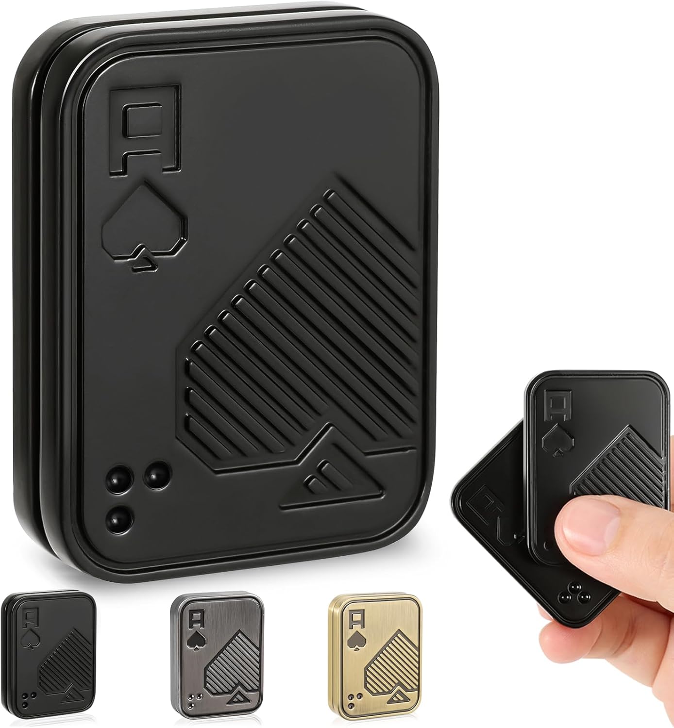 Sunny Power Metal Poker Fidget Slider for Adults, Metal Poker Push Card EDC Fidget Toys, Portable Stress Relief Toy, Magnetic Slider Anxiety Reducer Gift for Boyfriend Sensory Toy for Men and Women