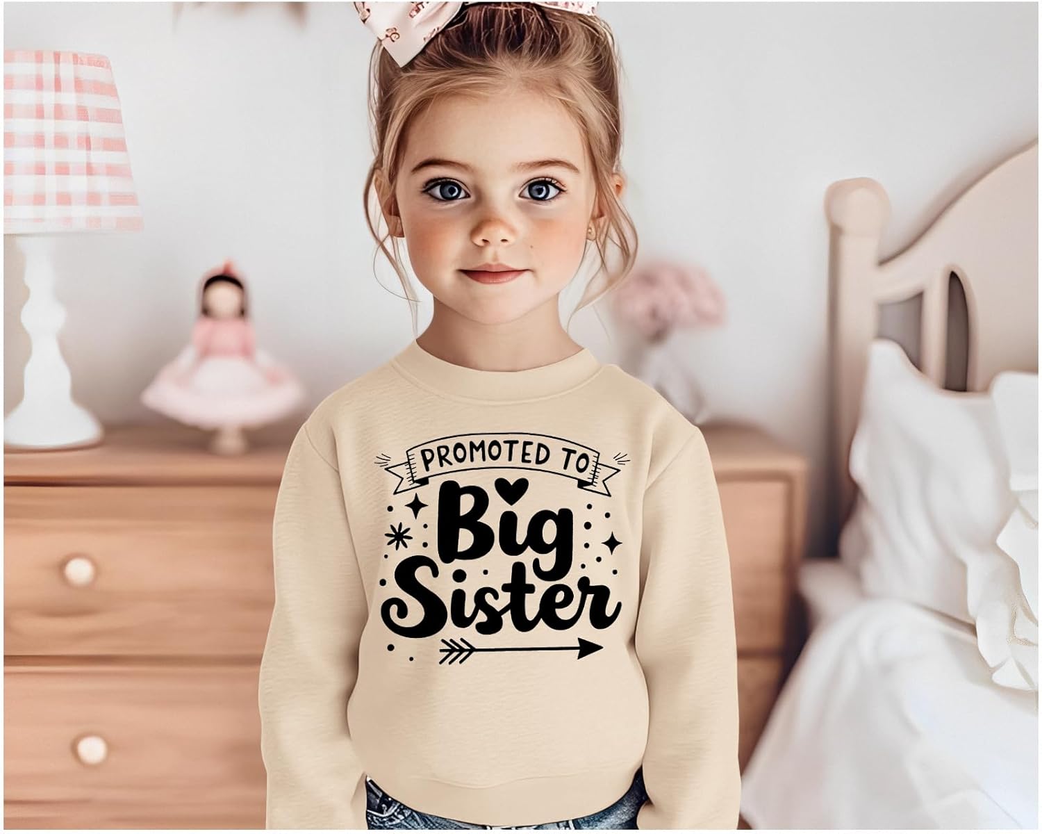 BOUTIKOME Toddler Promoted to Big Sister Sweatshirt Baby Girl Big Sis Pullover Crewneck Shirts Fall Top Announcement Clothes - Image 4