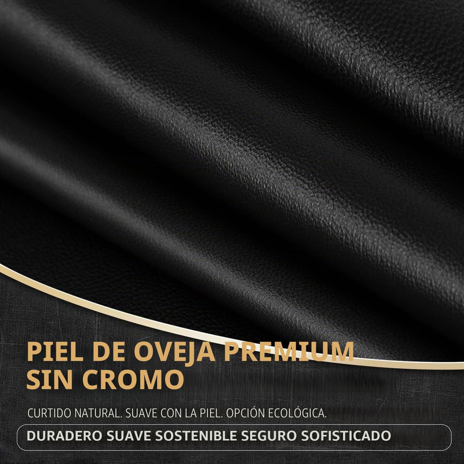 GSG SINCE 1998 Guantes Piel Hombre de Cuero Negro L | Piel de Oveja Sin Cromo, Compatibles con Pantalla Táctil, Forro lana de cordero, Guantes de Invierno para Conducir
