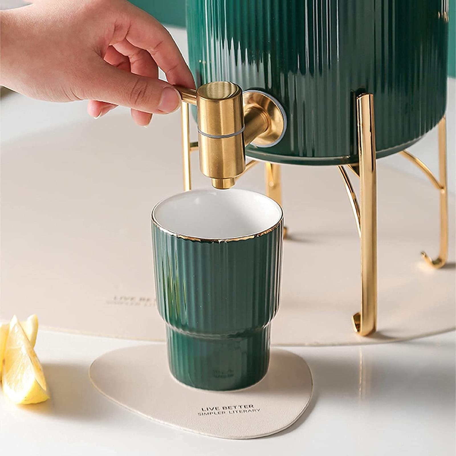 Jarra de Agua Simple Hervidor frío de cerámica Creativo con Base Tetera de Gran Capacidad con Grifo Hermoso y práctico para hogares, restaurantes