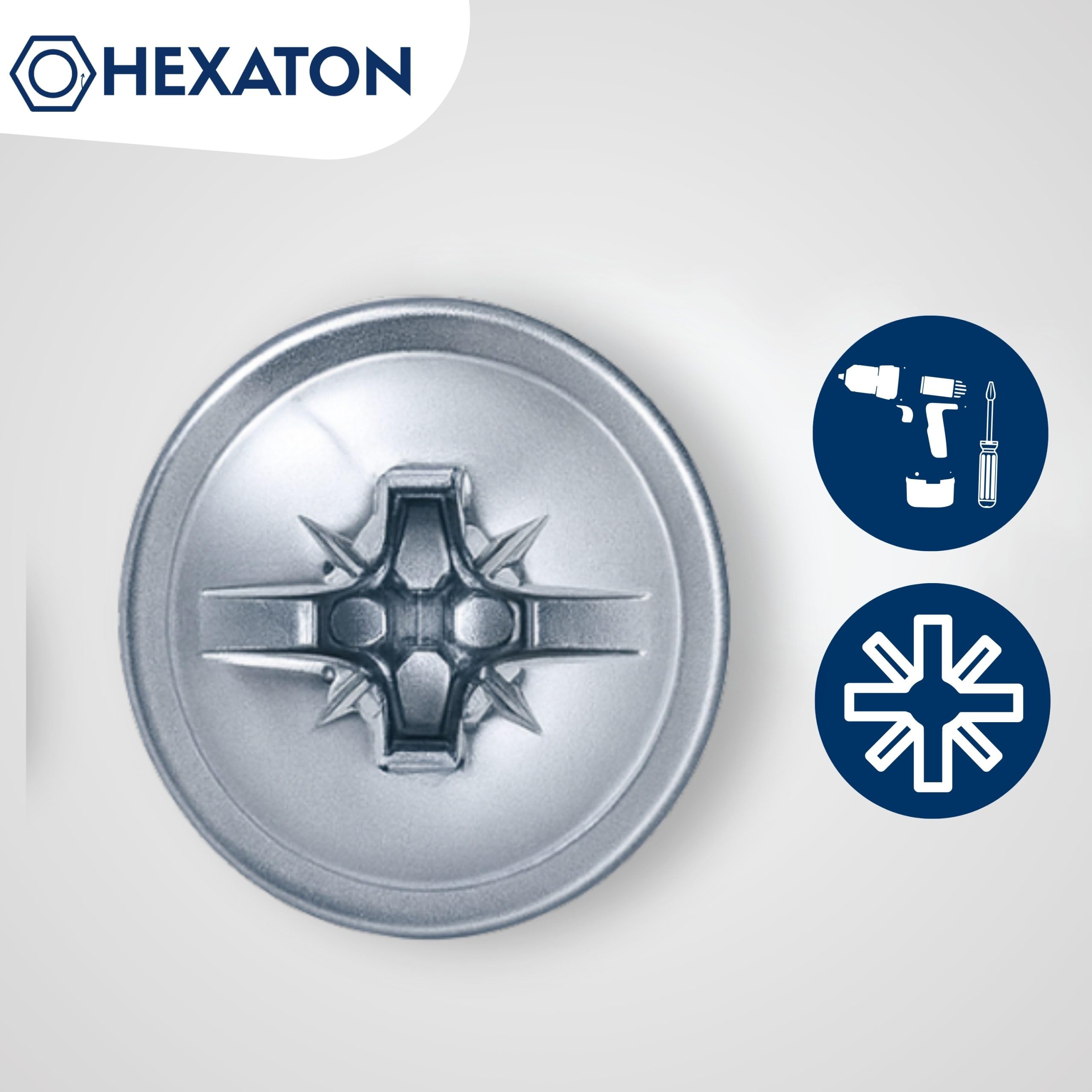 HEXATON Tornillos Métricos con Cabeza Redonda Pozidriv M4 x 27 mm – 100 Piezas – DIN 967 – Acero Galvanizado – Rosca Completa