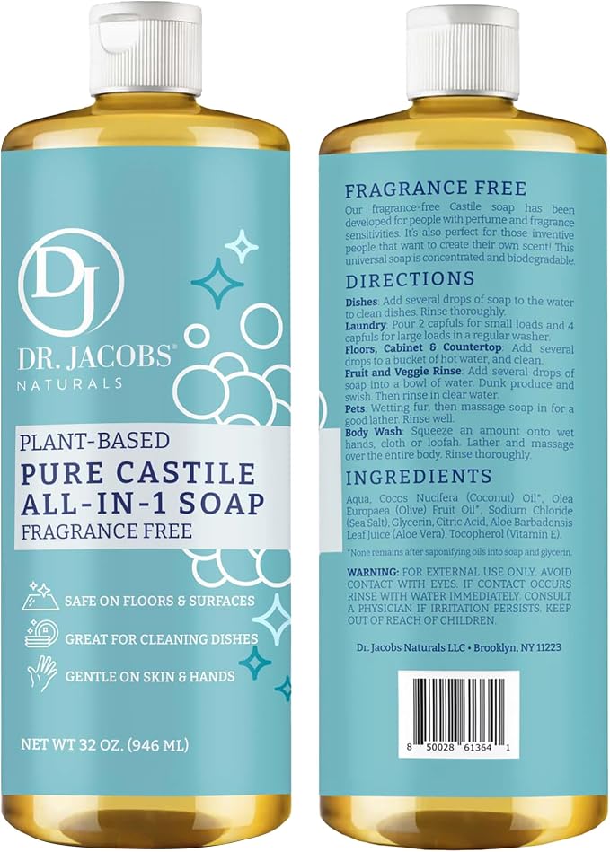 Dr. Jacobs Naturals Jabón Castilla sin Fragancia 32oz Pack 2 miniatura 2
