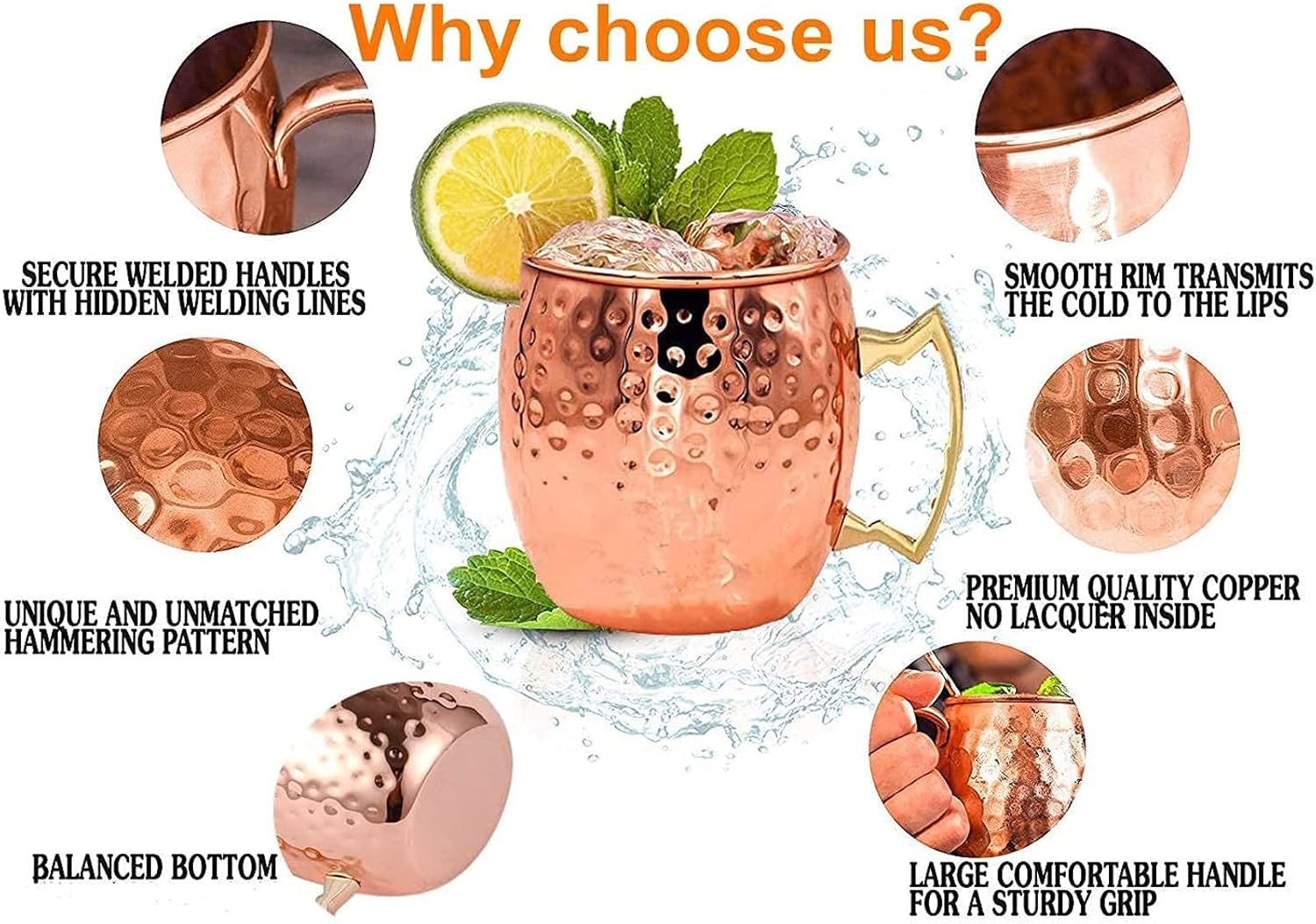 SuproBarware Bundle-Copper Moscow Mule Mugs Set of 4 and Tiki Glasses Set of 4