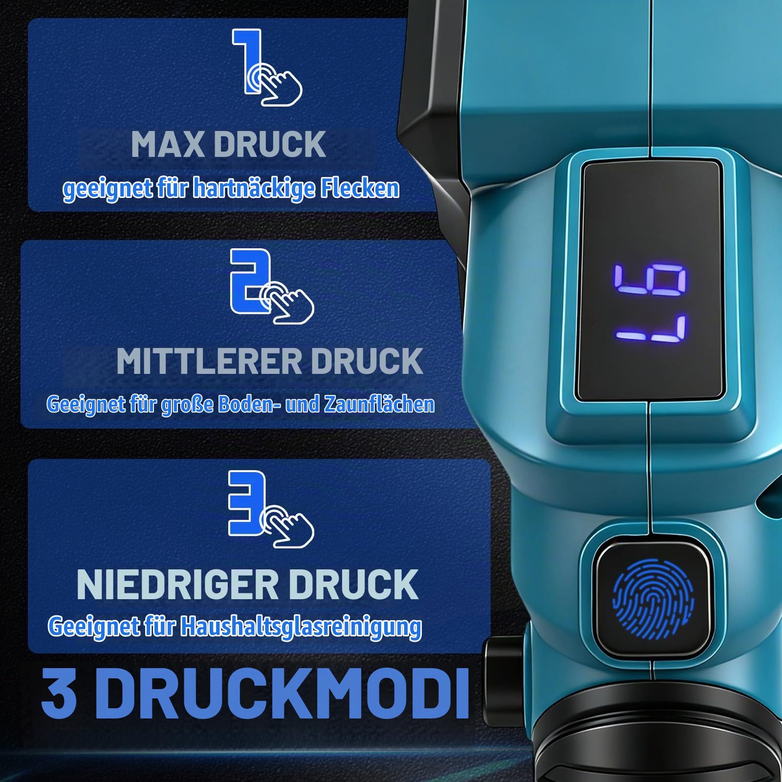 Kabelloser Akku Hochdruckreiniger für Auto 80Bar 6-in-1 Düse
