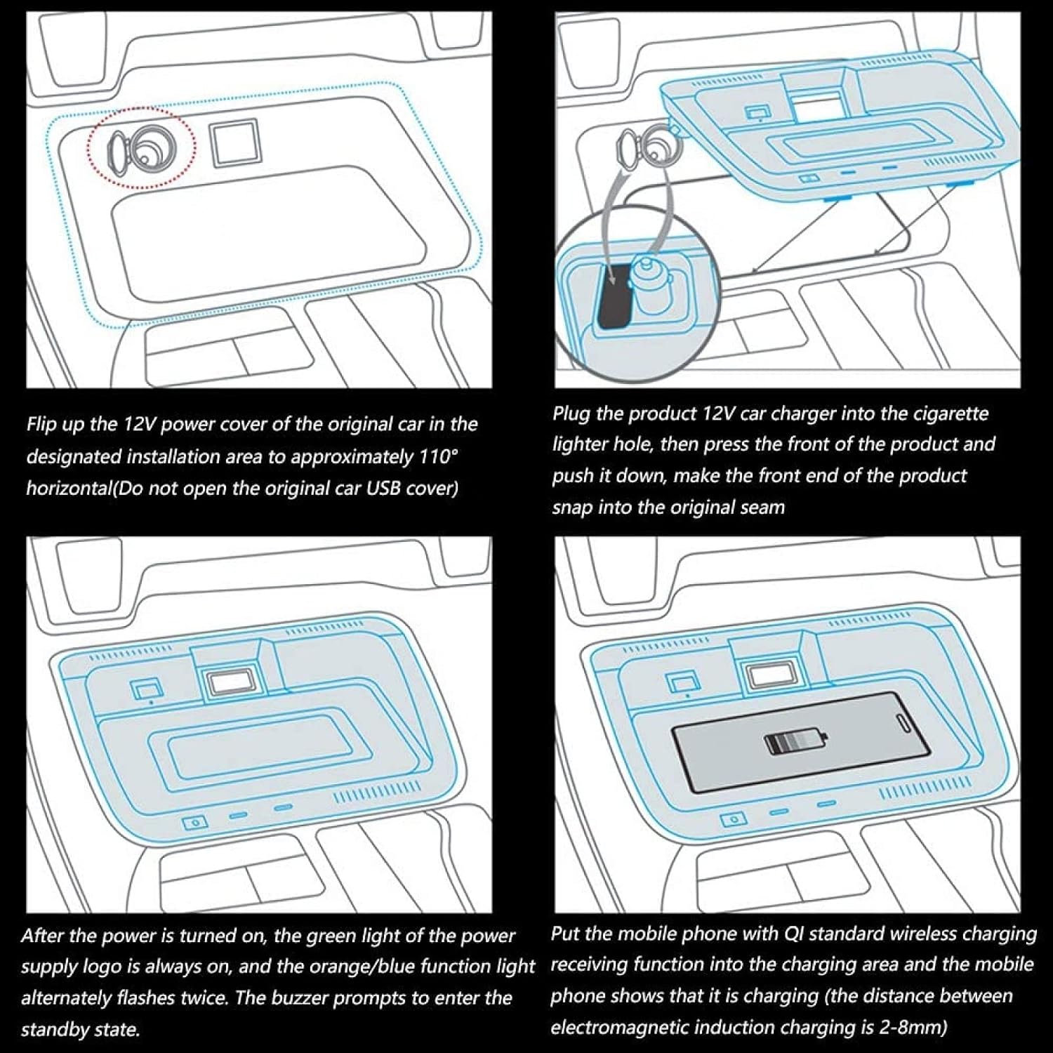 car wireless chargerfor to yo ta rav4 2020 with qc 3 0 usb port 10w fast wireless induction mobile phone charging pad center console panel accessorie