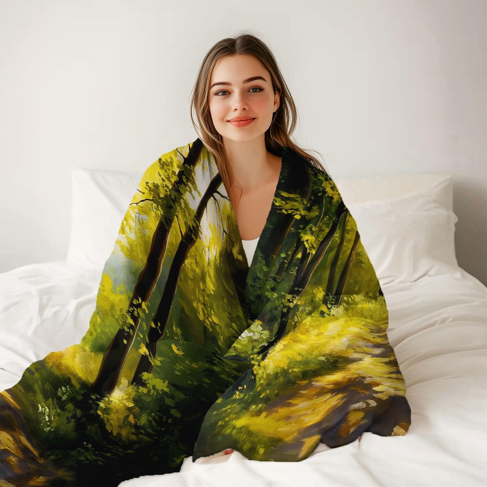 FlanellDecke 150 x 200 cm Grün Ganzjahres-Bedruckte Decke weich bequem