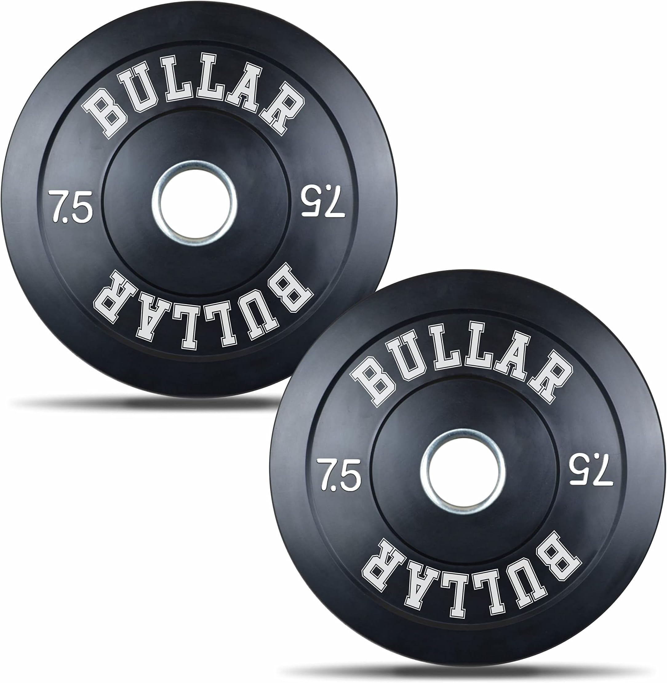 BULLAR Olympic Black Bumper Plates,Rubber Coated spare weight plates 51 mm (15 KG SET (7.5KGX2))