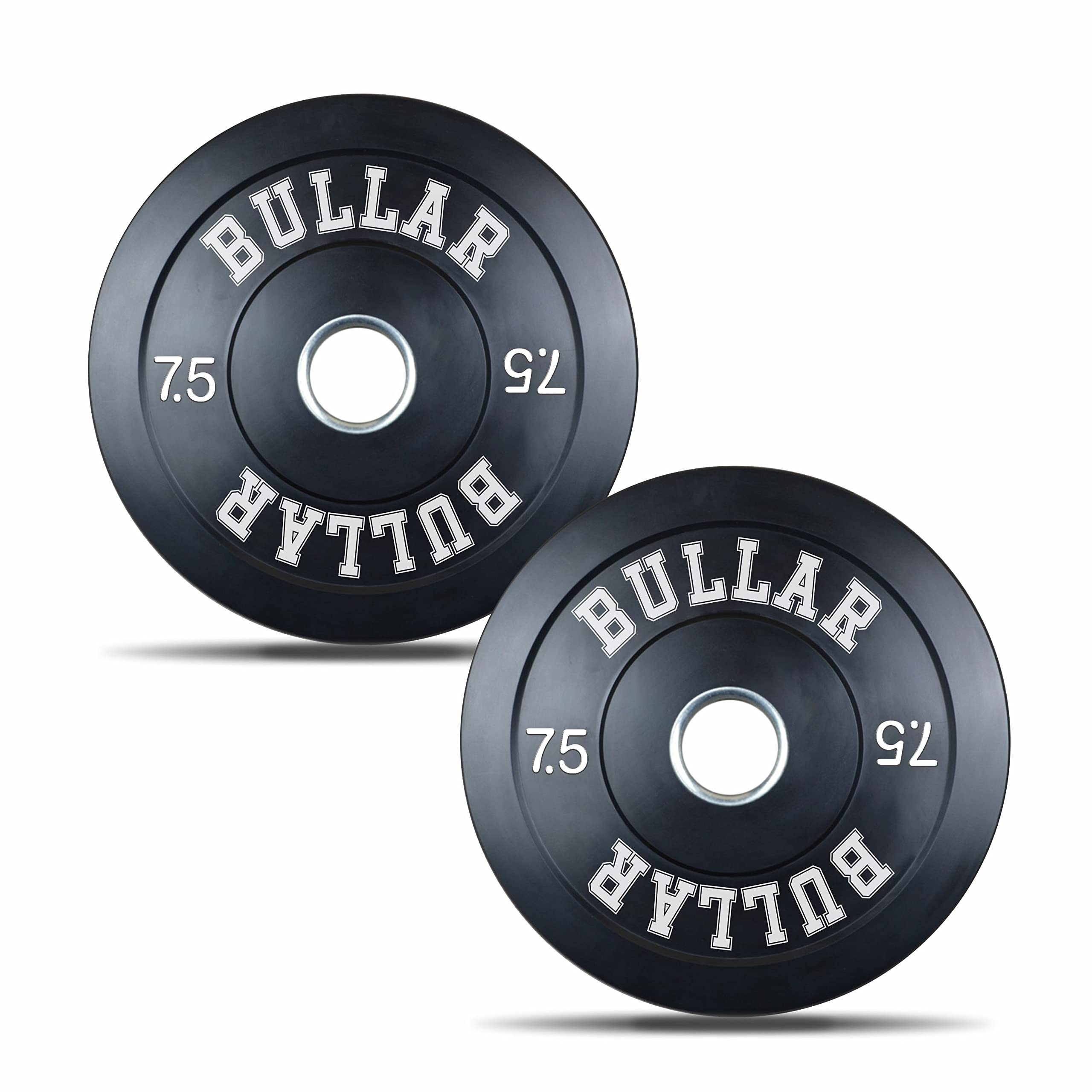 BULLAR Olympic Black Bumper Plates,Rubber Coated spare weight plates 51 mm (15 KG SET (7.5KGX2))