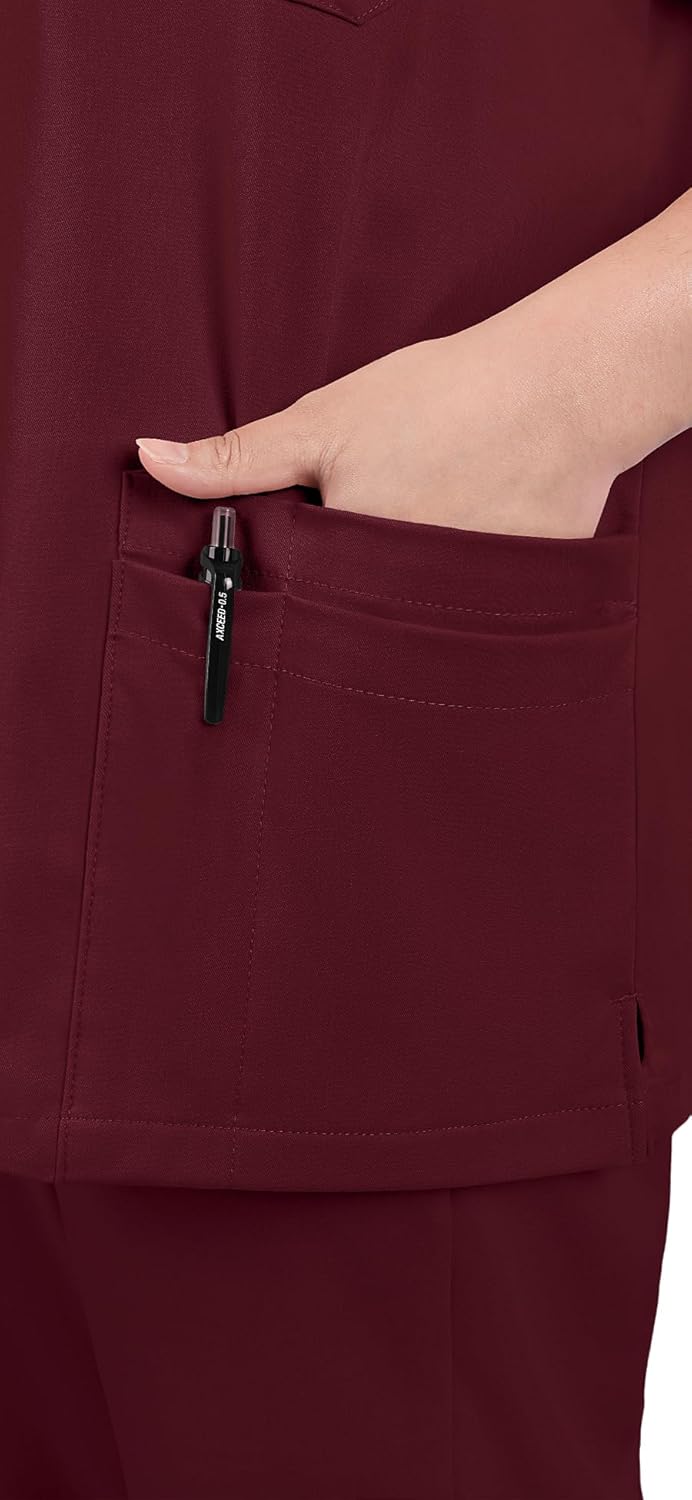 Scrubs for Women Set - 8-Pocket V-Neck Scrub Uniform, Stretch Jogger Pants, Medical Workwear for Nurses, Pet Care - Image 5