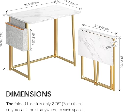 Miniatura 86 de 4NM Escritorio plegable pequeño de 31.6 pulgadas, escritorio plegable de oficina en casa, mesa de estudio para dormitorio pequeño que ahorra natural