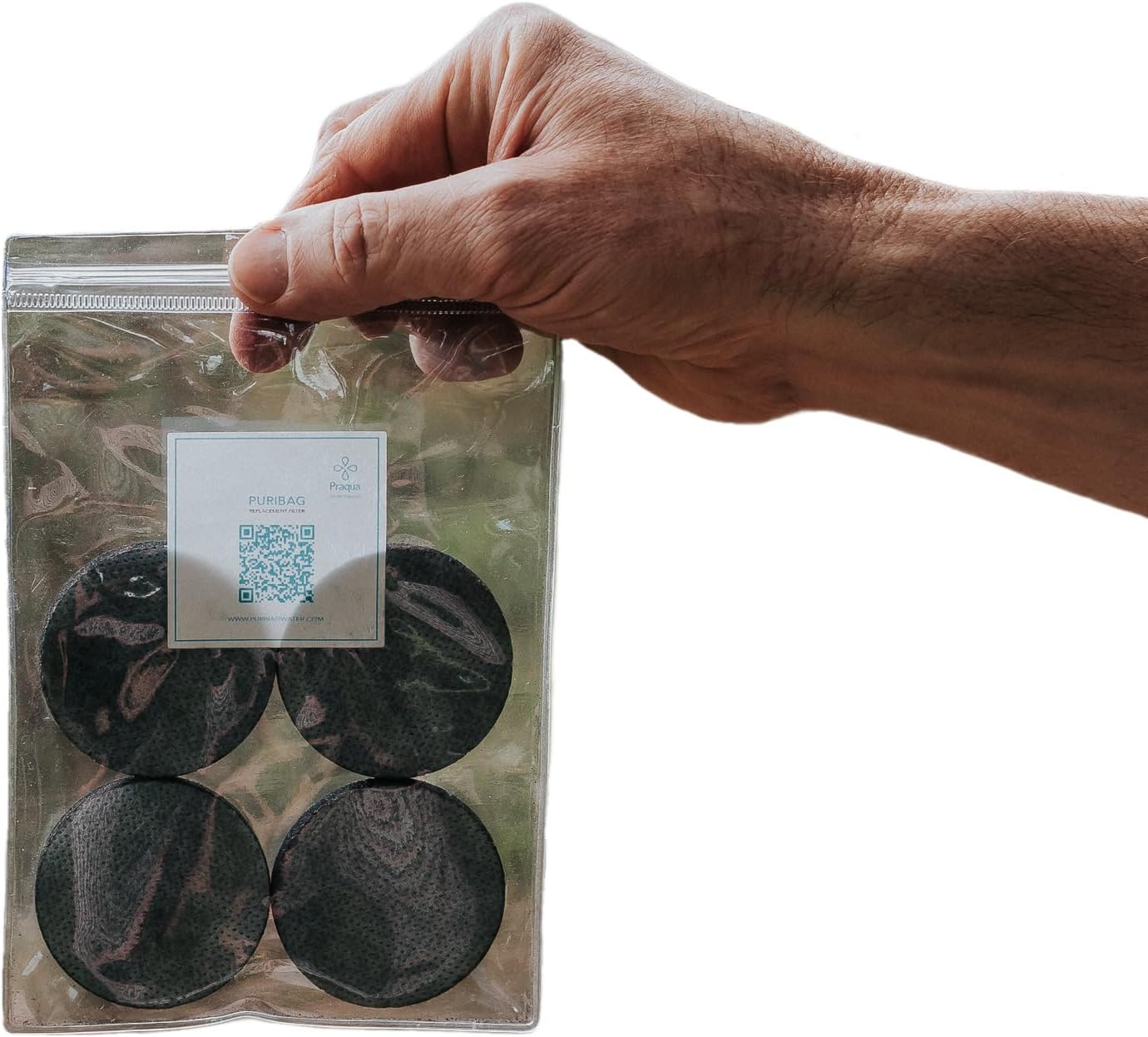 Puribag Filter Replacement Pack- Pack of 4 Replacement Filters for the Puribag: Activated Carbon Filter Membrane for Powerful Filtration and Optimal Water Quality