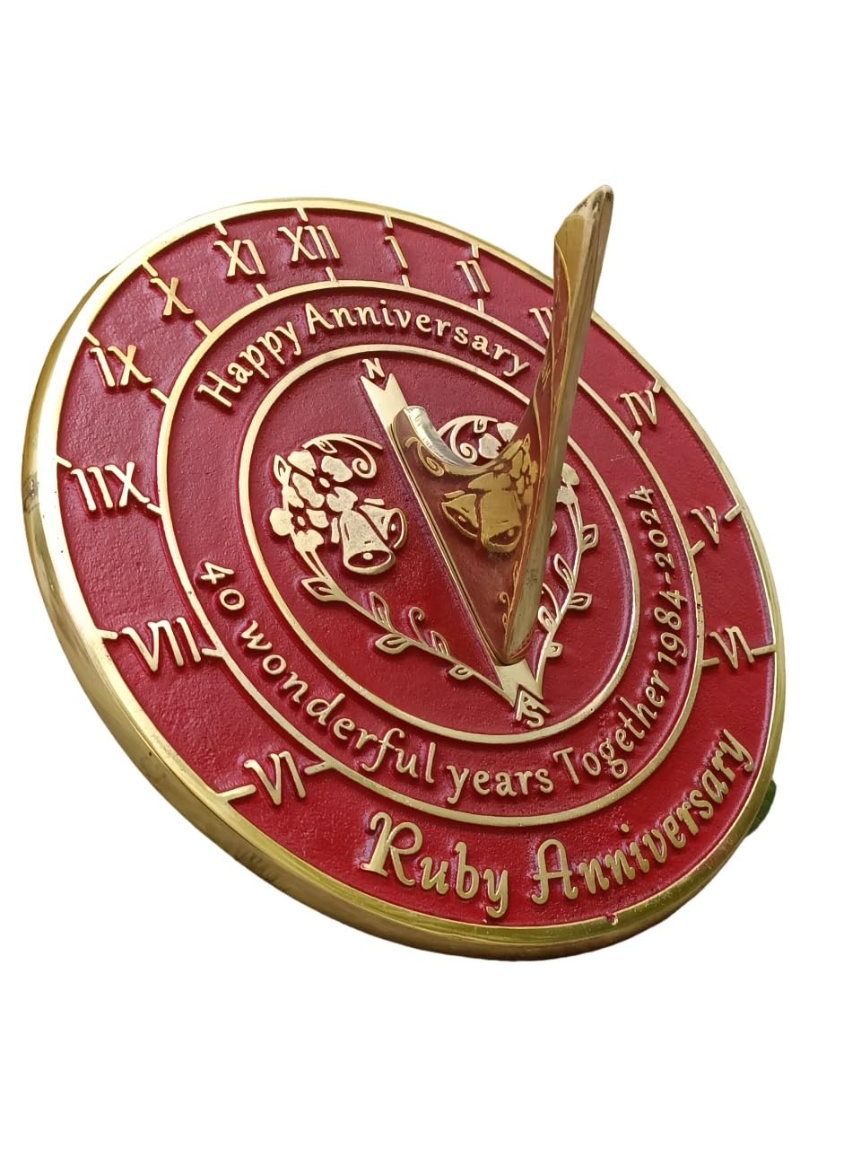 SUZIFURN Anniversary Sundial Gift for 40th Ruby Wedding Anniversary Great Gift Idea for Him, Her Parents Or Couples Home Decor Or Garden