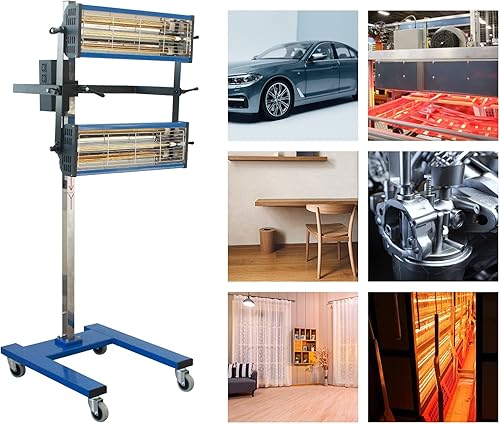 Miniatura 9 de Lámpara de secado de pintura infrarroja, 2100 W, 110 V, luz de secado de pintura infrarroja de onda corta con temporizador (1-60 minutos),