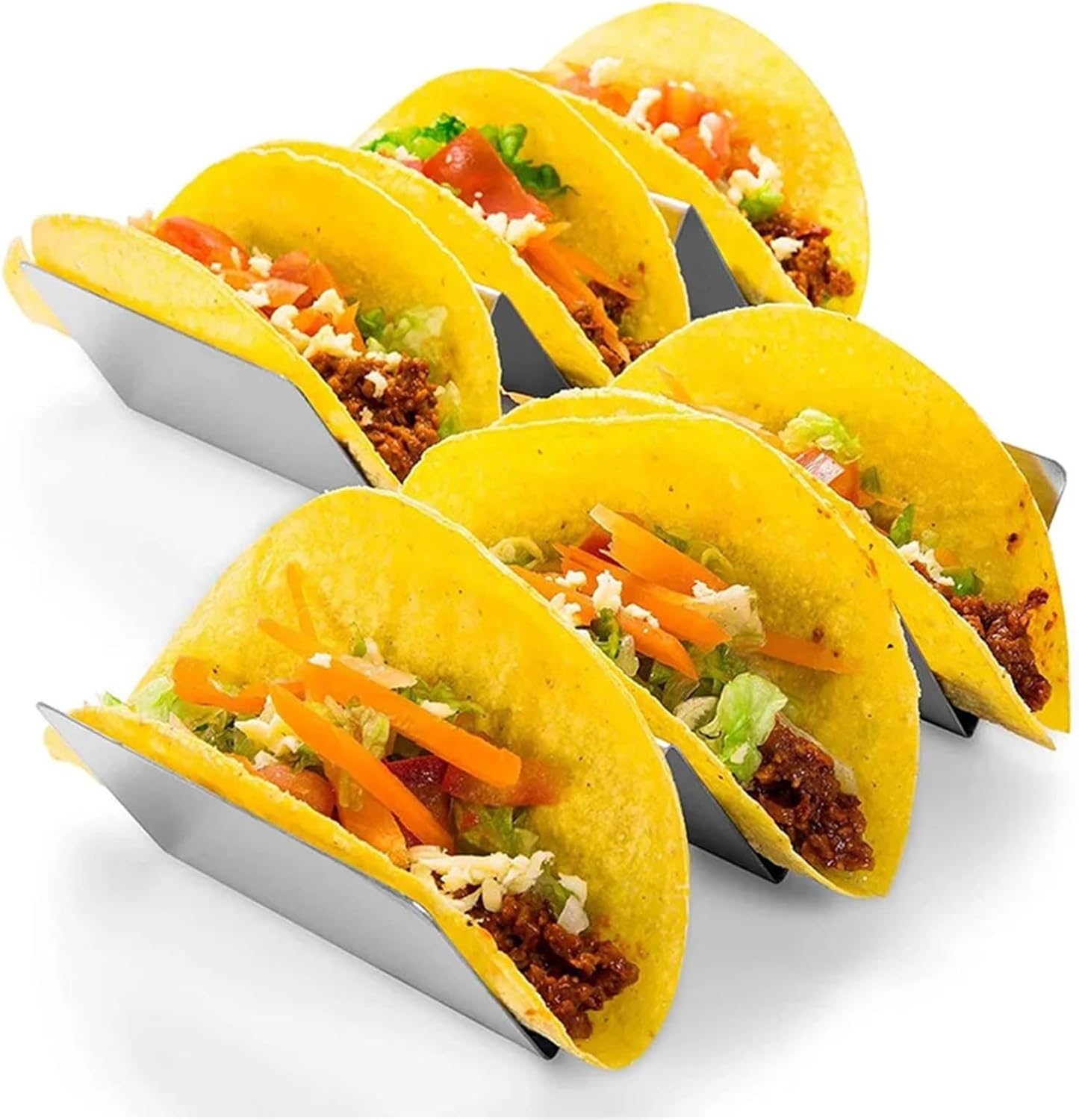 taco holder 6pcs Stainless Steel Taco Shell Holder Kitchen Plate for Soft/Hard Shells, Street Taco Rack with Plates(Without ear)