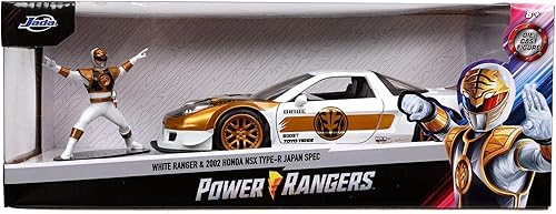 Miniatura 8 de Jada Toys Power Rangers 1:24 2002 Honda NSX Type-R Japan Spec - Auto fundido a presión con figura de Ranger blanco de 2.75 pulgadas, juguetes para