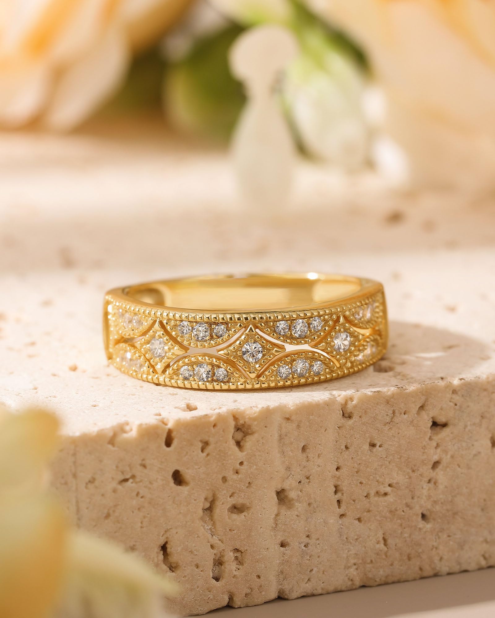 Jeulia Milgrain - Anelli in argento Sterling 925, taglio rotondo, da donna, per anniversario, promessa di anniversario, con scatola portagioie per lei, donne e ragazze