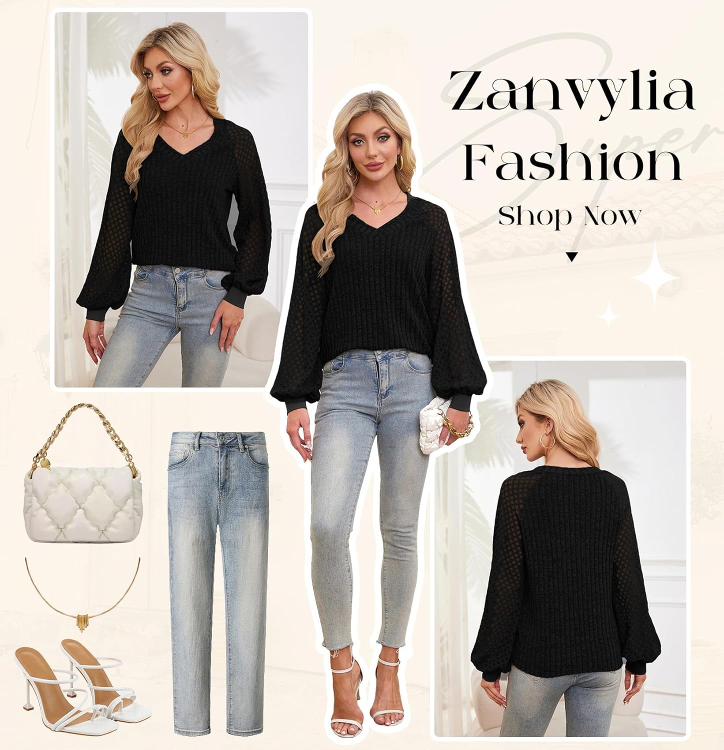 Womens V Neck Sweaters Pullover Casual Spring Fall Tunic Tops Loose Fit Lace Long Sleeve Fashion Shirts 2025 - Image 5