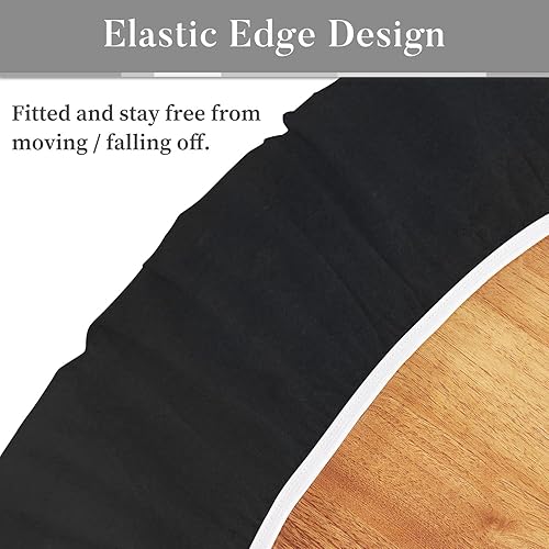 Miniatura 2 de UMINEUX Mantel redondo de vinilo ajustable con bordes elásticos y reverso de franela, funda de mesa redonda impermeable y lavable para uso en patio