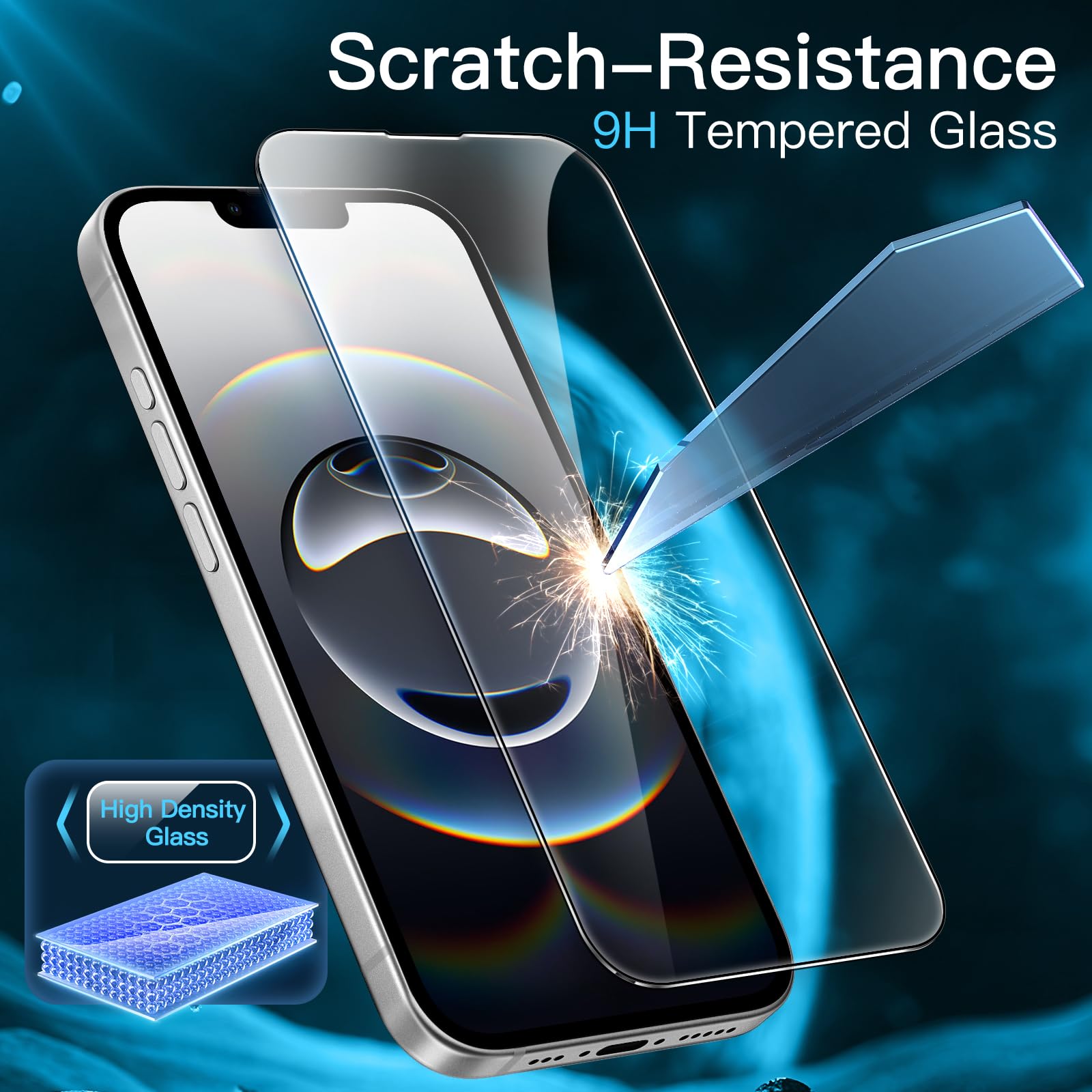JETech Pellicola Protettiva a Copertura Totale per iPhone 16e 6,1 Pollici 2025, 9H Vetro Temperato Film, Compatibile con Cover, HD Chiaro, Pacco da 3
