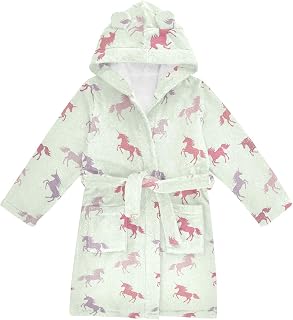 Toddler Baby Hooded Bathrobe for Boys Girls Soft Plush Bath Towel Robe with 2 Pockets for 2-12 Years