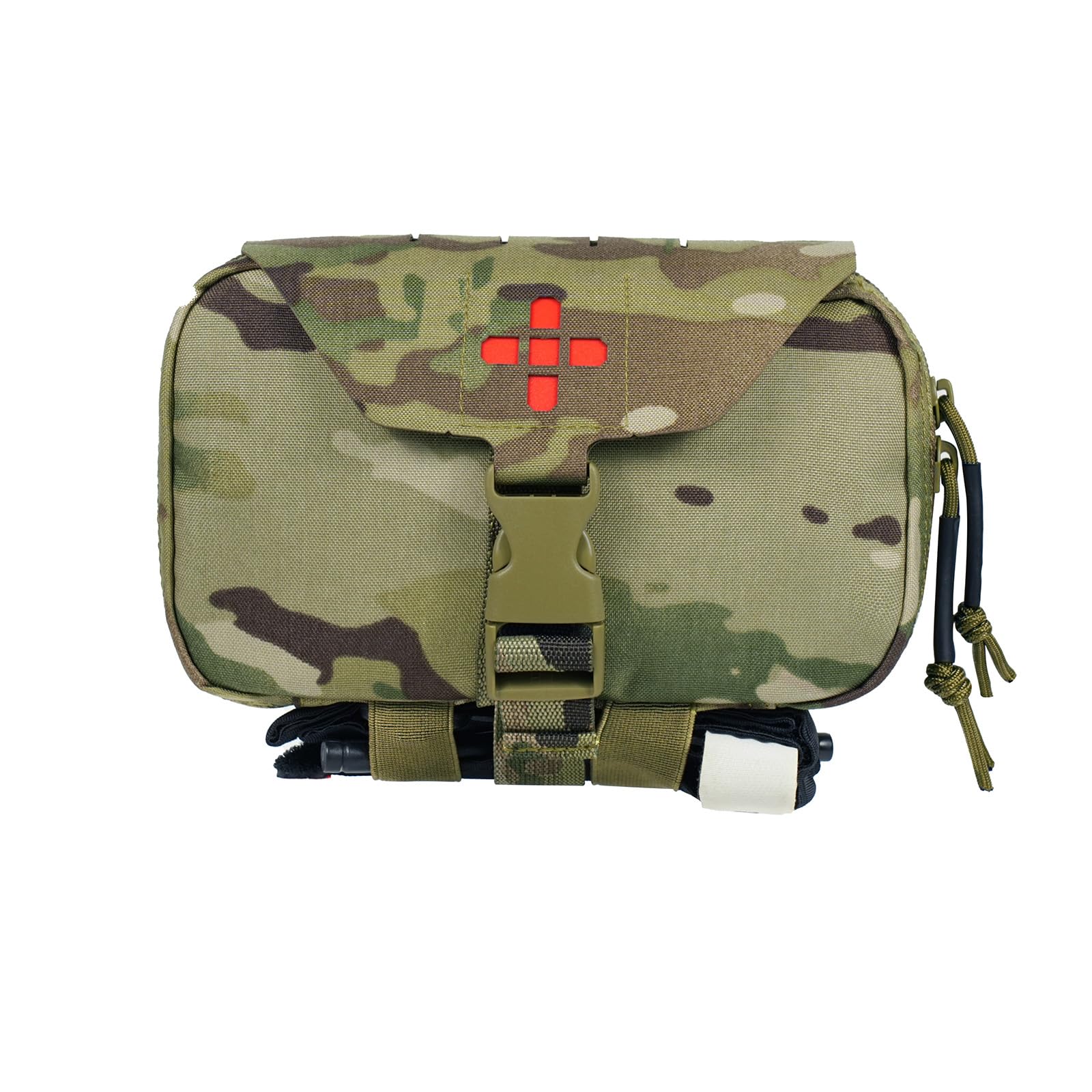 Lonloke Ifak Pouch-Rapid Deployment Tactical MOLLE Trauma Kit Pouches, Quick Release Tear-Off Medical First Aid Kit Organiser with Red Immediate Identify for Emergency Surviva Activities. (MC)
