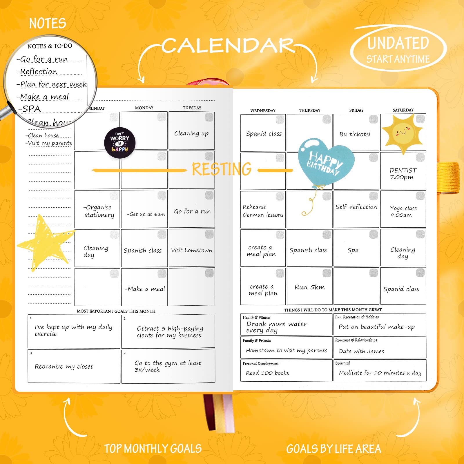 Undated Luxurious Weekly & Monthly Planner to Increase Productivity Hit Your Goals & Live Happier - Image 3