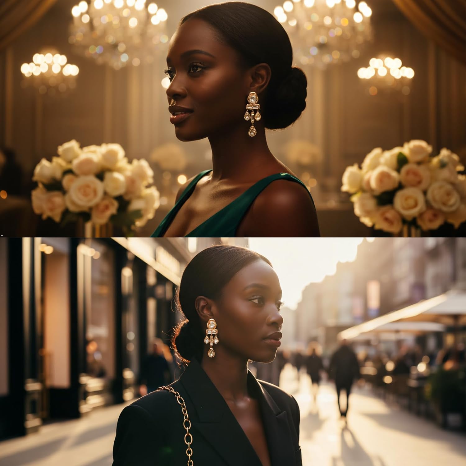 Statement Gold-Tone Crystal Drop Dangle Earrings,Party Prom Jewelry,Great Gift for women - Image 2