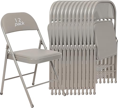 Miniatura 30 de Juego de 6 Sillas Plegables Blancas Acolchadas - Cómodas Sillas Apilables Portátiles para Interior y Exterior, Eventos, Fiestas, Oficina, Boda