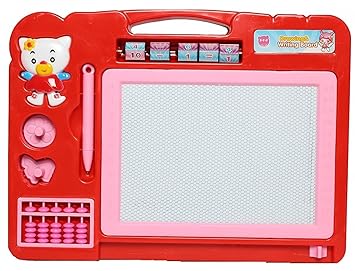 AIJIO 2-in-1 Double Sided Magnetic Educational Whiteboard and Blackboard with Chalk, Duster and Stylus (Pink)