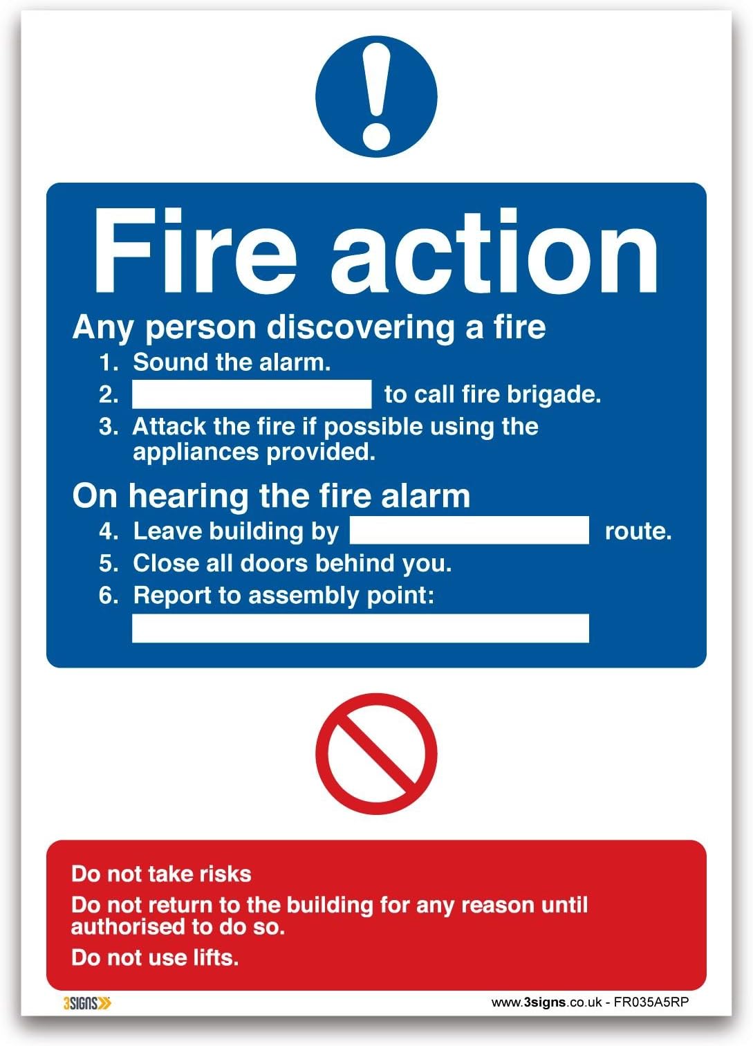 RDLCAR Fire Action Notice Sign - 1mm Rigid Plastic, Pack Of 5 - View #9