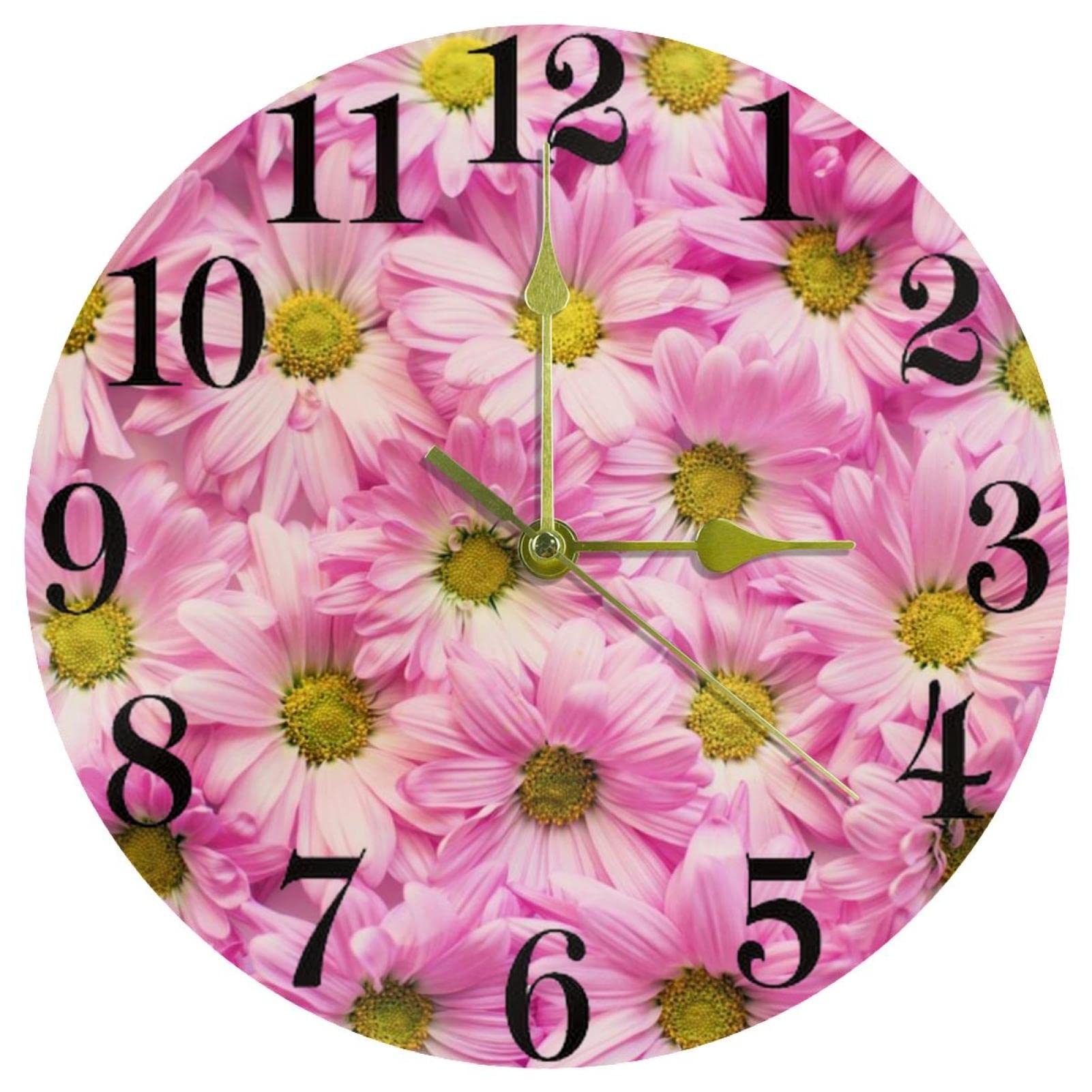 Horloge murale romantique à quartz anti-distraction, montre murale rose 25,4 cm sans tic-tac