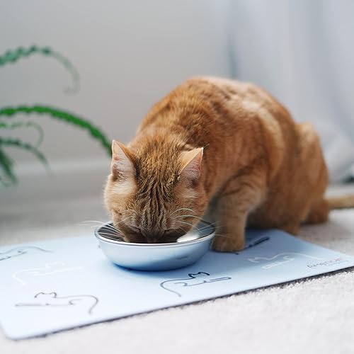 Miniatura 3 de Americat - Tapete de alimentación para gatos para cuencos de comida y agua, lavable a máquina, impermeable, antideslizante y fabricado en Estados
