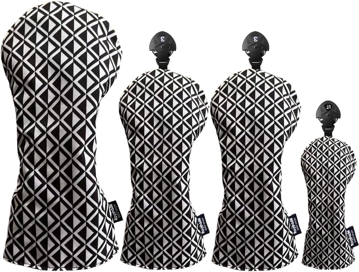 ROYMADE Golf Club Head Covers, 4-Piece Set,Waterproof Headcovers for Driver, Fairway Wood and Hybrid, with Interchangeable No. Tags 2/3/4/5/6/7/X Golf Accessories for Men Women