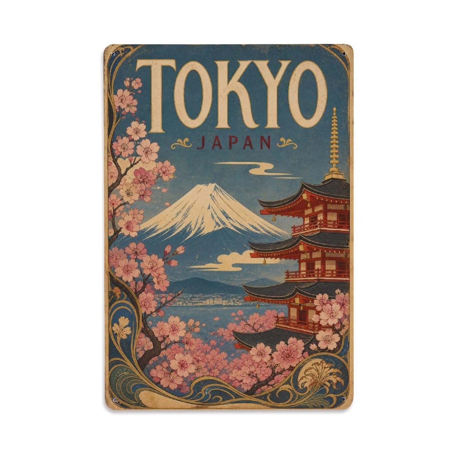 Metal Tin Sign Vintage Travel Japan Tokyo
