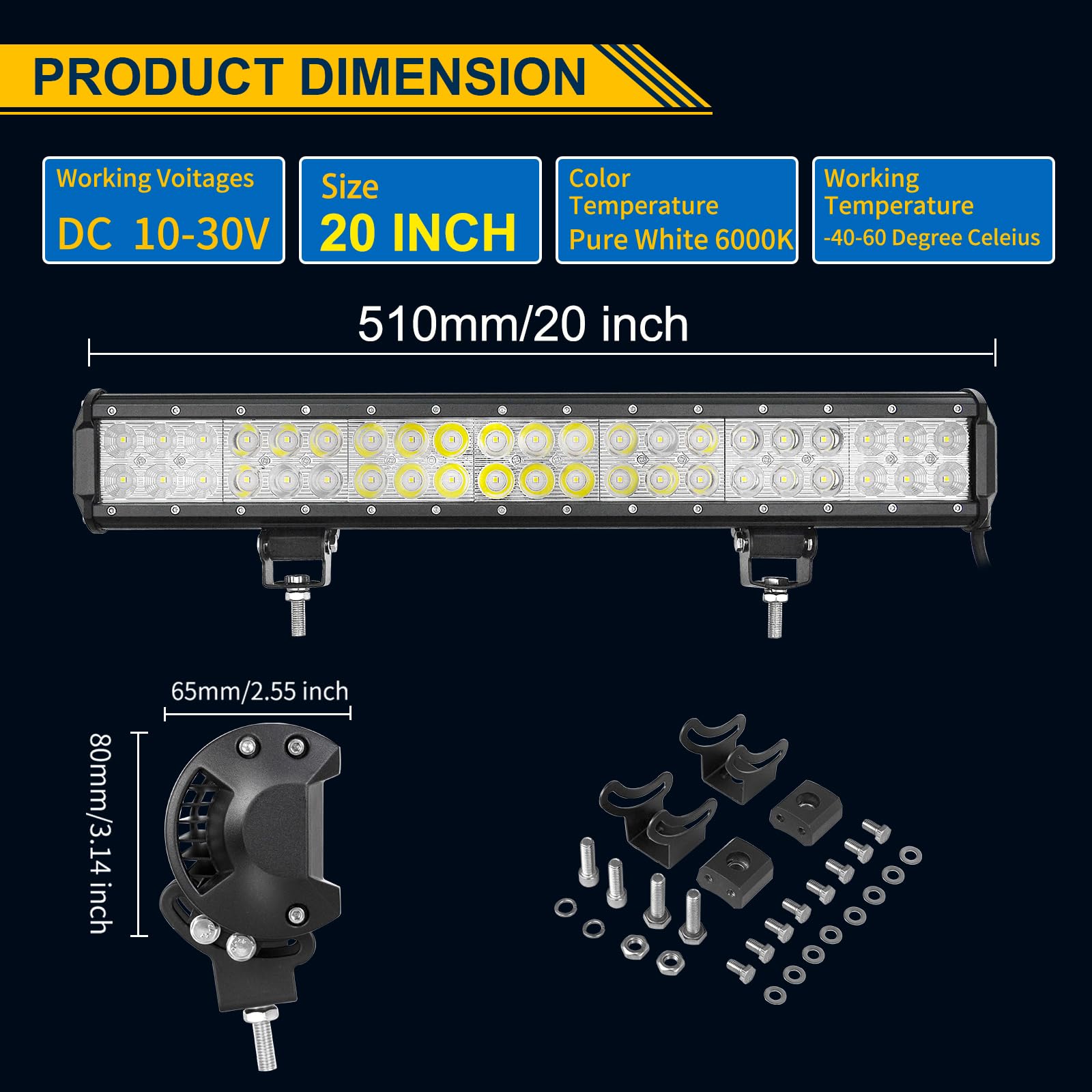 AUXTINGS 74cm LED Offroad Lichtbalken 90W - Wasserdichter Scheinwerfer Für Auto, SUV, LKW, Boot