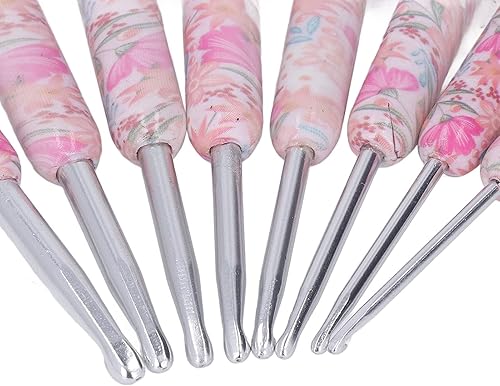 Miniatura 7 de Juego de 8 ganchos de ganchillo, mango ergonómico de ganchillo suave, agujas de tejer de hilo para mano artrítica (flor aplastante)