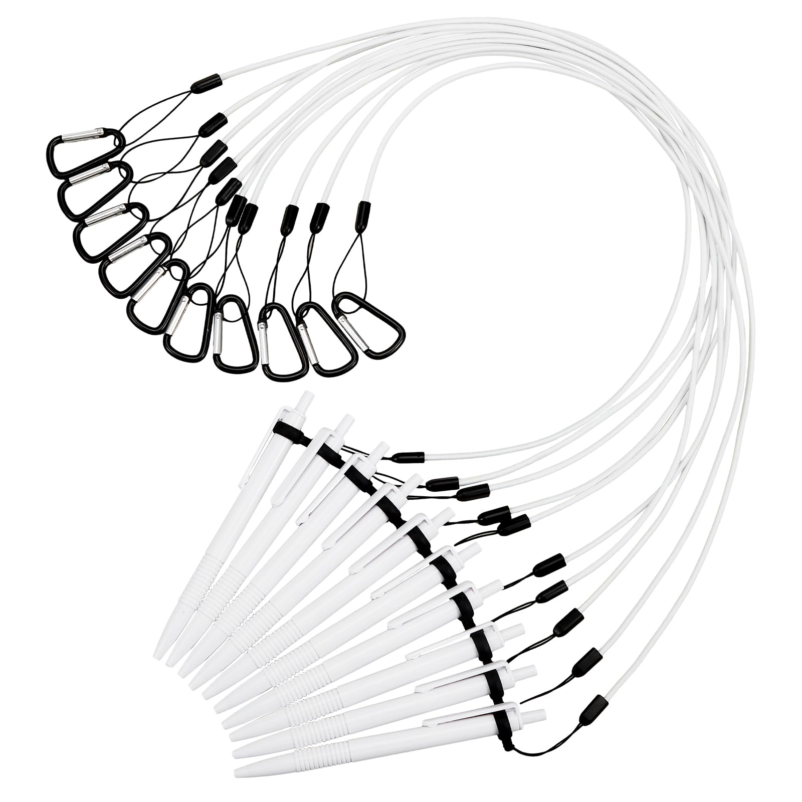 Lewtemi 10 Sets 24 Inch Pen Leash Pen Silicone Lanyard Holder for Clipboard Notebook Office Supplies(White)
