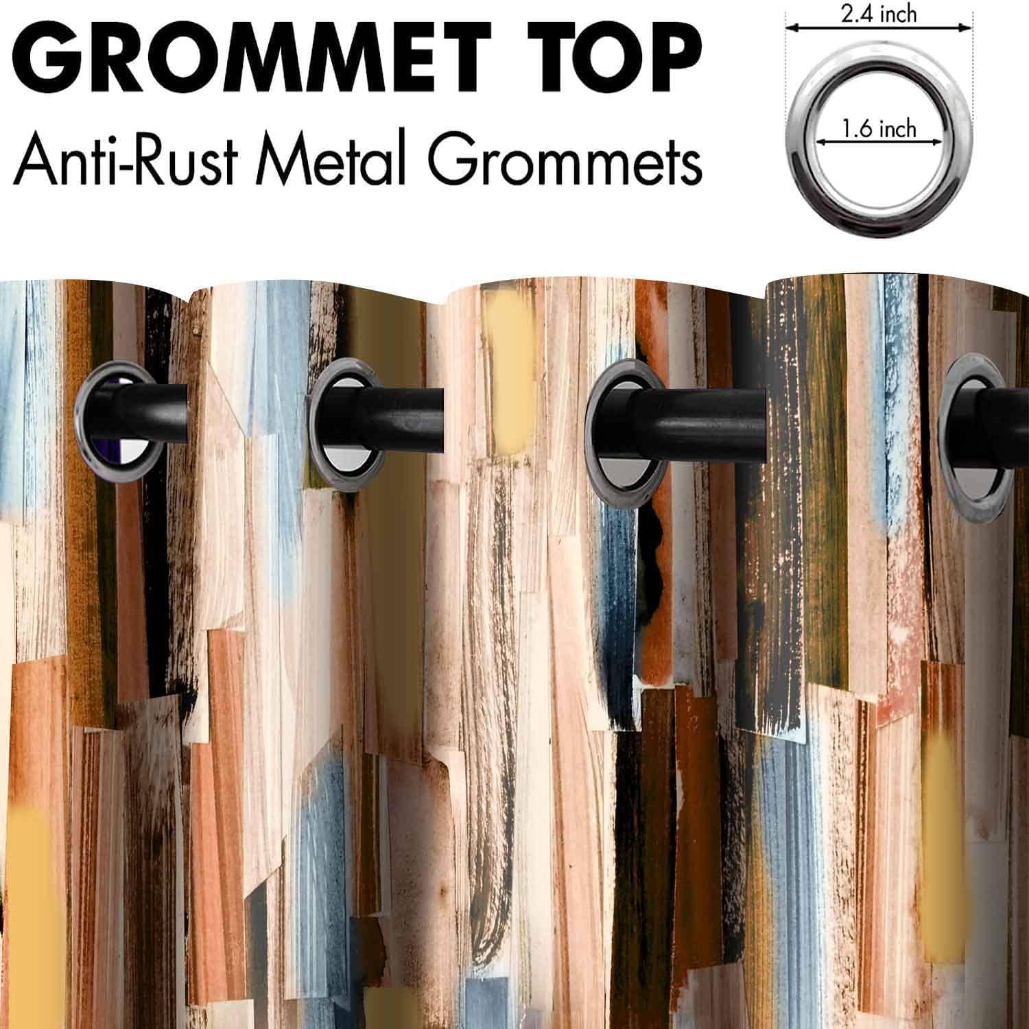 Striped Pattern Blackout Curtains Geometric Lines Mosaic Printed Window Drapes Modern Art Design Room Darkening Window Treatments for Bedroom Living Room Kitchen Brown Blue 42x84inch CLZYMS242