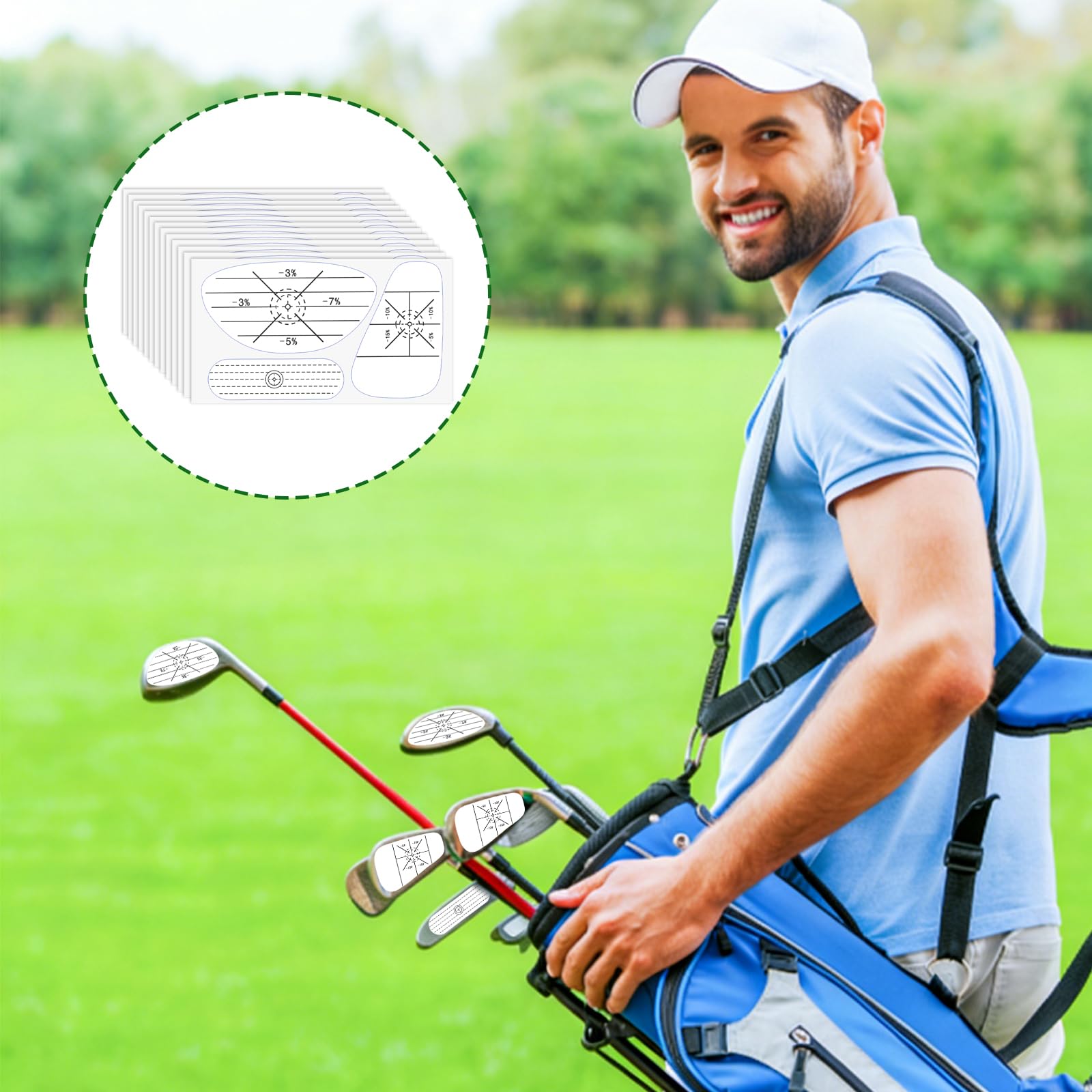 Club de Golf Impact Tape,150 pièces Golf Impact Tape Etiquettes de Entraînement Swing Golf Swing Trainer Sweet Spot Analyse Entrainement au Swing Golf Impact Sticker