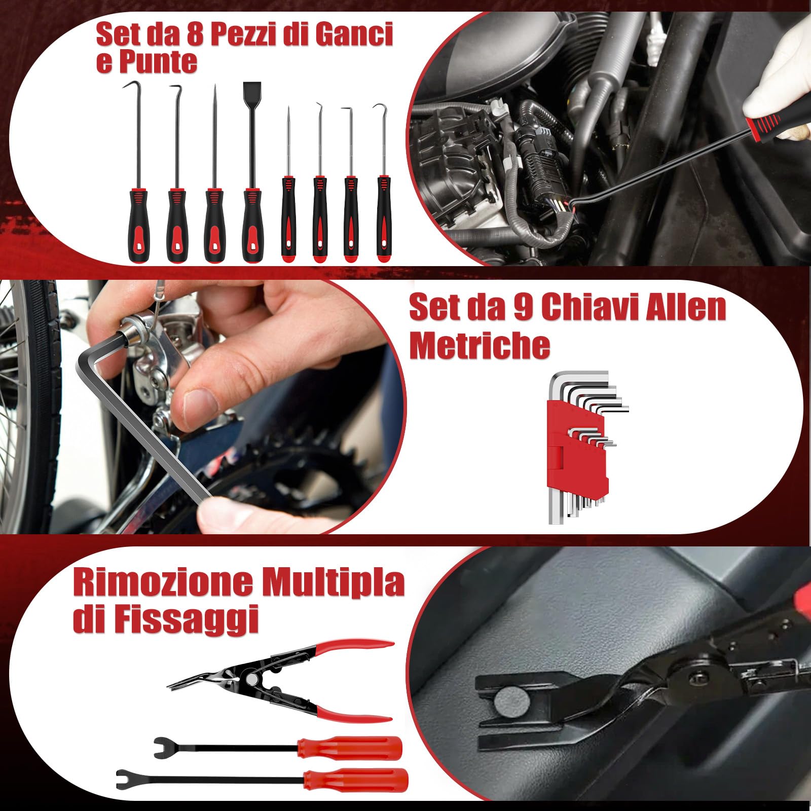 Sundpey Cassetta Attrezzi Completa 132 Pezzi - Set di Attrezzi Professionali per Auto - Kit Smontaggio Pannelli Auto - Set Attrezzi da Lavoro con Cassetto per la Casa e la Riparazione Fai Da Te