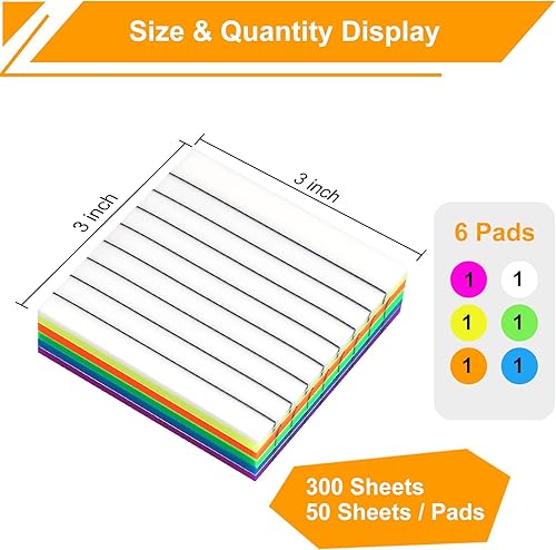 Miniatura 5 de Notas adhesivas transparentes forradas de 3 x 3 pulgadas, multicolor, 300 hojas y 800 hojas multicolor de 3 x 3 pulgadas, notas adhesivas
