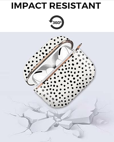 Miniatura 6 de ZEKICE Compatible con AirPod Pro de 21 generación, a prueba de golpes, con llavero de oro rosa, para niñas, mujeres y hombres (lindo lunares negros)